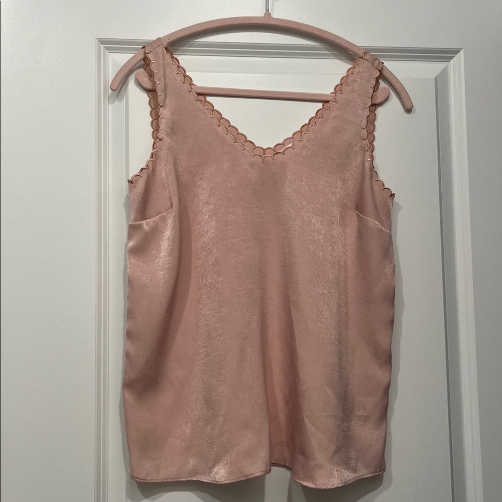 Lauren Conrad Blush Scalloped Tank